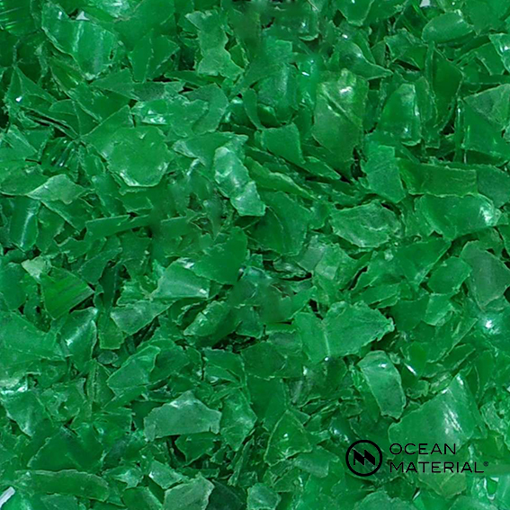 Ocean-bound recycled green PET flakes China – high-quality